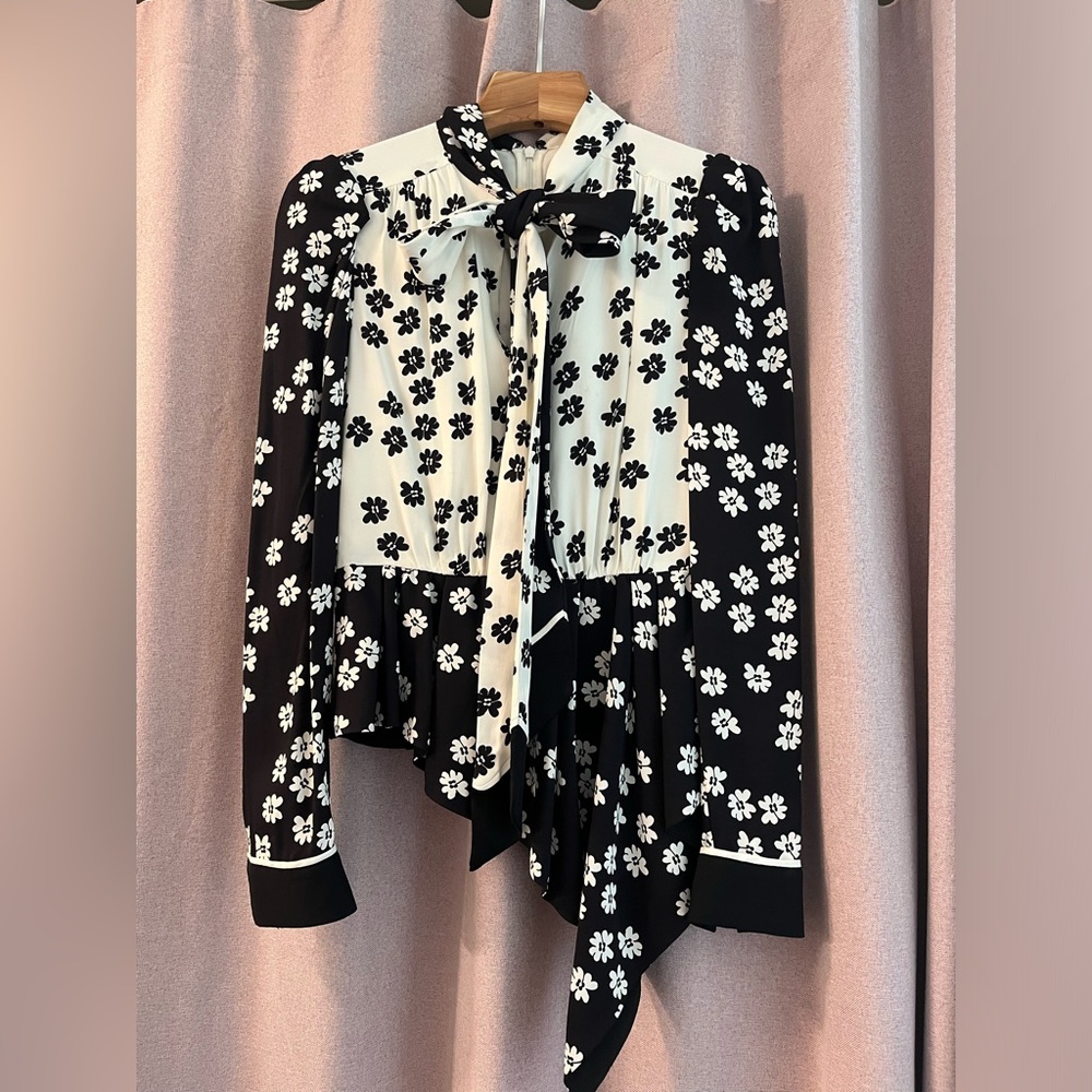 Self-Portrait floral tie blouse US 2